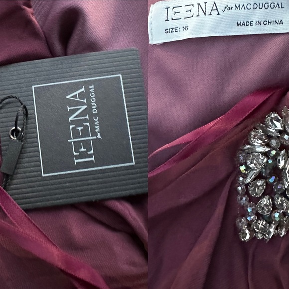 IEENA Mac Duggal Mauve Jersey Gown dress Embellished size 16 - Picture 8 of 9